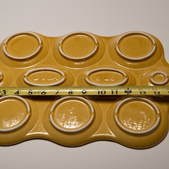 Midcentury Yellow Ceramic Condiment Platter - Picture 12 of 13